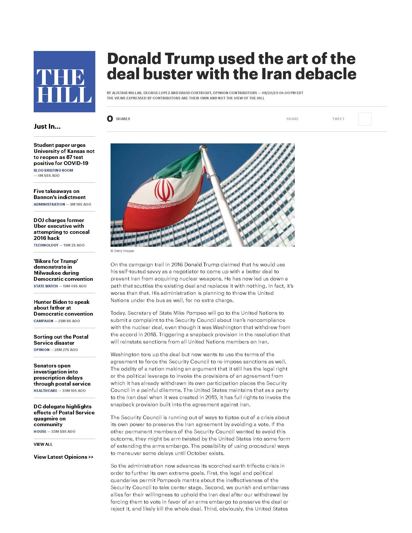 Donald Trump used the Art of the Deal Buster with the Iran Debacle